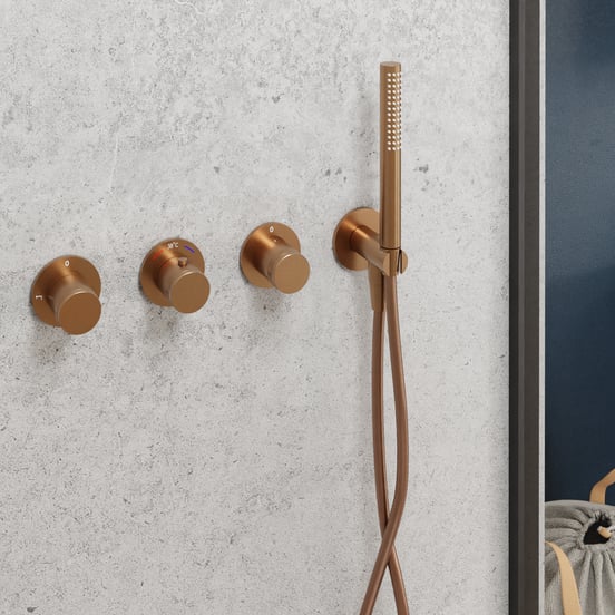 Blaufoss Pavilion thermostat de douche encastré Brushed Rosegold incl élément intégré