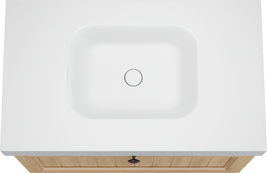 Balmani Lemon hängendes Möbelstück Set: 90 x 55 cm, Naturbelassene Eiche Furnier, mit Arcato Einzelwaschtisch, Weiß matt