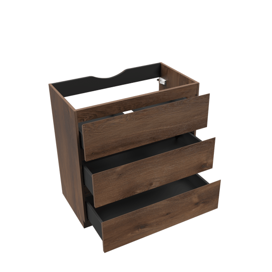 Linie Lado staande wastafelonderkast 80 x 46 cm bruin eiken 3 lades