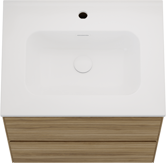 Balmani Mitra Compact zwevend badmeubel 60 x 46 cm wild eiken met Nostra enkele wastafel porselein hoogglans wit