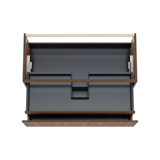 Balmani Sfera hängender Waschbeckenunterschrank: 120 x 55 cm, Amerikanischer Nussbaum, 2 Schubladen