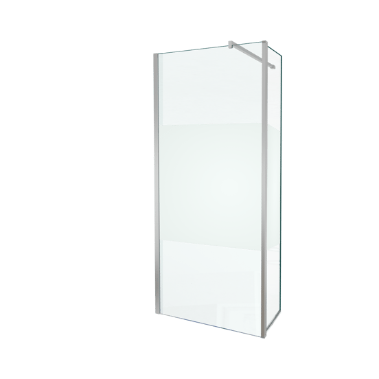 Balmani Move Walk-In-Dusche mit beweglicher Seitenwand 90 x 200 cm Klarglas mit mattiertem Streifen, inklusive Coating, glänzend, chrom Profil