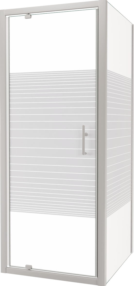 SanyOne Anton paroi de douche avec porte pivotante et paroi latérale fixe, 80 x 90 cm, verre à rayures, profil blanc