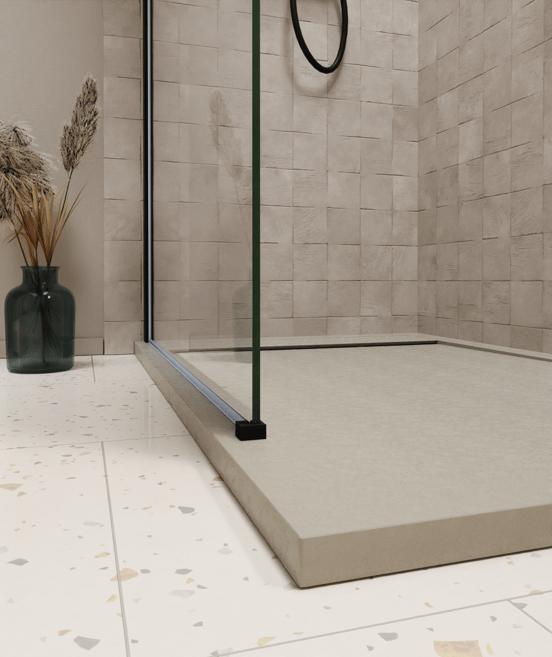 Luca Varess Dandy receveur de douche 140 x 80 cm marbre composite Soie grise mat structure rock