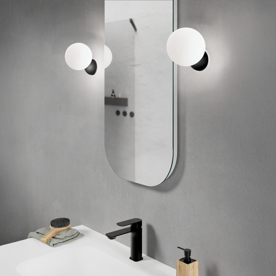 Balmani Globus LED Spiegelbeleuchtung: 12 cm, Schwarz