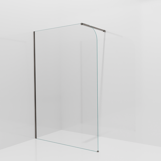 Balmani Modular inloopdouche: 140 x 200 cm, Helder glas afgerond, Brushed GunMetal profielen