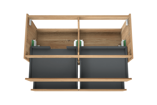 Storke Seda hängender Waschbeckenunterschrank: 120 x 52 cm, Eiche rustikal, 4 Schubladen