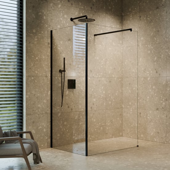 Blaufoss Round 300 rond regendouchekop met wand douchearm Ø30cm Glanzend Zwart