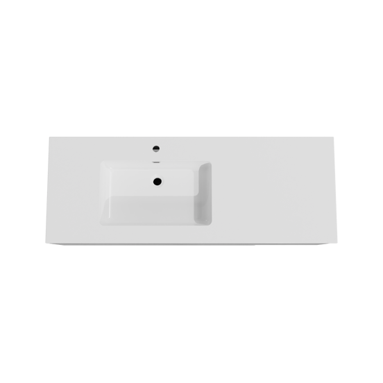 Storke Edge hängendes Möbelstück Set: 140 x 52 cm, Beton dunkelgrau, mit Diva Waschtisch links, Marmorkomposit Weiß glänzend