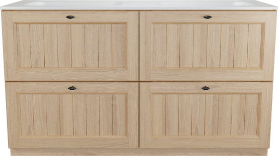 Balmani Lemon meuble salle de bains à poser 150 x 55 cm, placage chêne naturel avec Tablo Strada double vasque en blanc mat