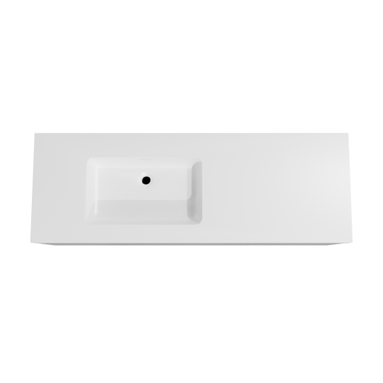 Storke Edge zwevend badmeubel 150 x 52 cm beton donkergrijs met Mata High asymmetrisch linkse wastafel in solid surface mat wit