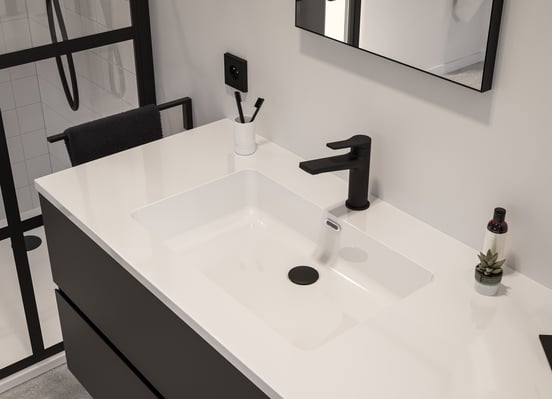 Storke Diva plan vasque asymétrique à gauche marbre composite brillant 150 x 52 cm