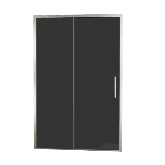 Balmani Senses Design Dusche Schiebetür, umkehrbar, 120 cm x 210 cm, Rauchglas, Profil Brushed CoolMetal