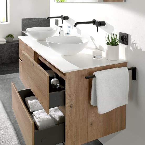 Blaufoss Round robinet de lavabo encastré noir mat incl élément intégré