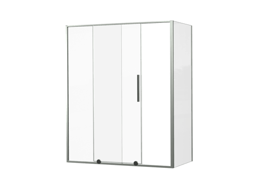 Luca Varess Morano paroi d'angle avec porte coulissante et paroi latérale fixe 160 x 80 cm verre transparent profil chrome brillant