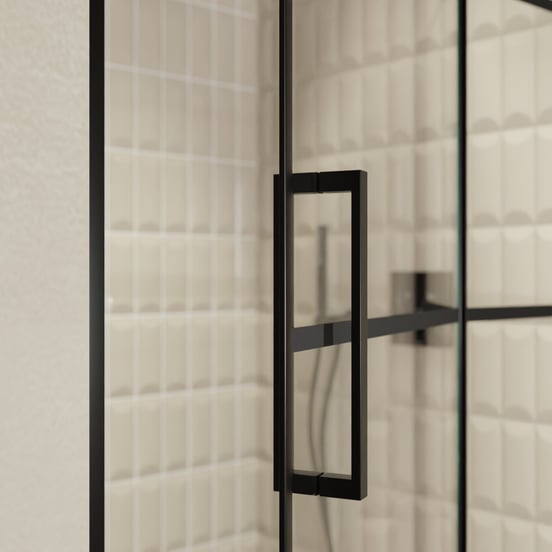 Balmani Senses Design porte pivotante à droite 120 cm x 210 cm verre Lined, Profil noir