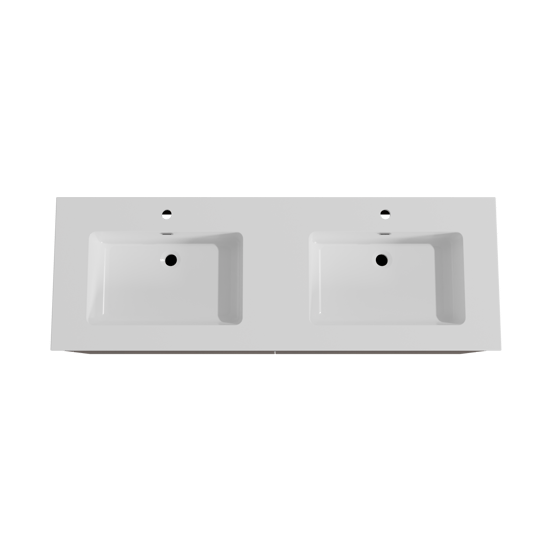 Storke Edge hängendes Möbelstück Set: 150 x 52 cm, Nussbaum, mit Diva Doppelwaschtisch, Marmorkomposit Weiß glänzend