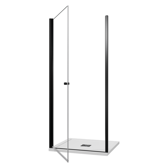 Luca Varess Kuresa douche draaideur 95 x 200 cm helder glas mat zwart profiel