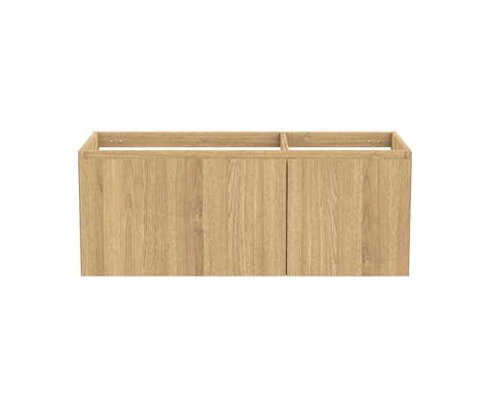 Balmani Idra hängender Waschbeckenunterschrank: 120 x 55 cm, asymmetrisch links, Eiche Natur, Furnierholz, 4 Schubladen