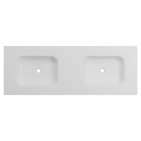 Balmani Eclips dubbele wastafel mat witte Solid Surface 150 x 55 cm