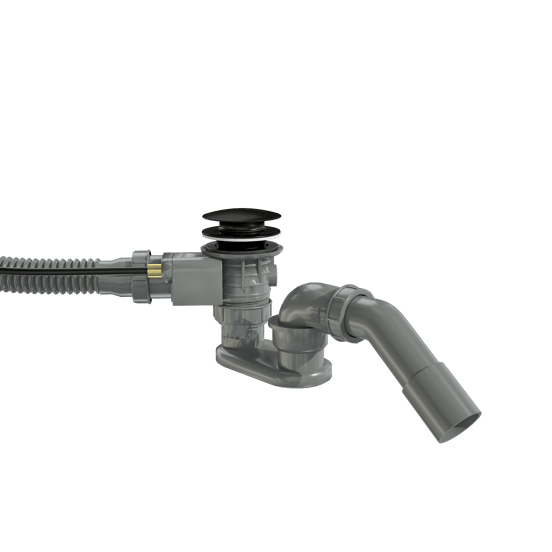 Santeg Unibath Flat Badewannen-Ablauf mit Überlauf, schwarz matt, 70 cm