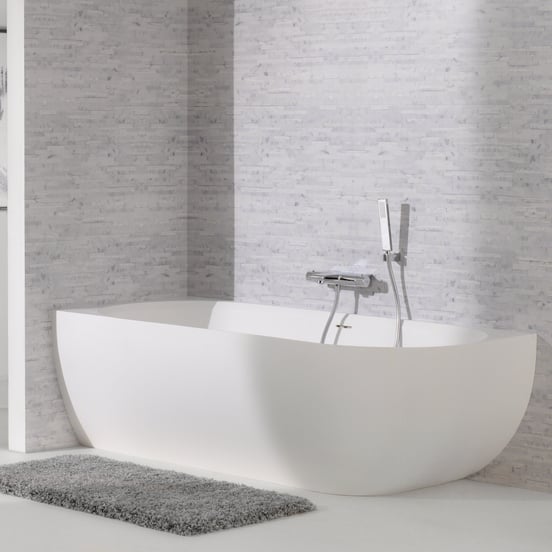 Balmani Forte baignoire d'angle gauche duo 175 x 78 cm Solid Surface blanc mat