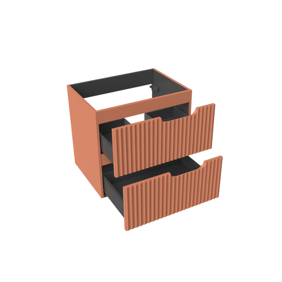 Linie Ribbo meuble sous-lavabo suspendu 60 x 46 cm Cotto 2 tiroirs