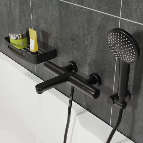 Blaufoss Round douchekop met slang 3 straalsoorten Mat Zwart