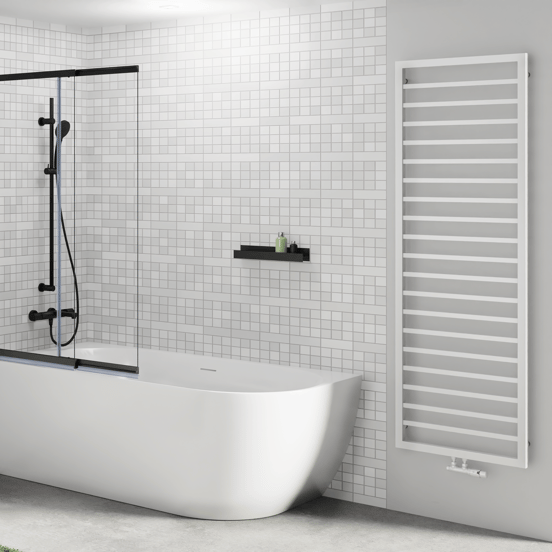 Vipera Listona sèche-serviettes simple 180 x 60 cm chauffage électrique et central possible blanc mat raccordements latéral et central possibles 1030W