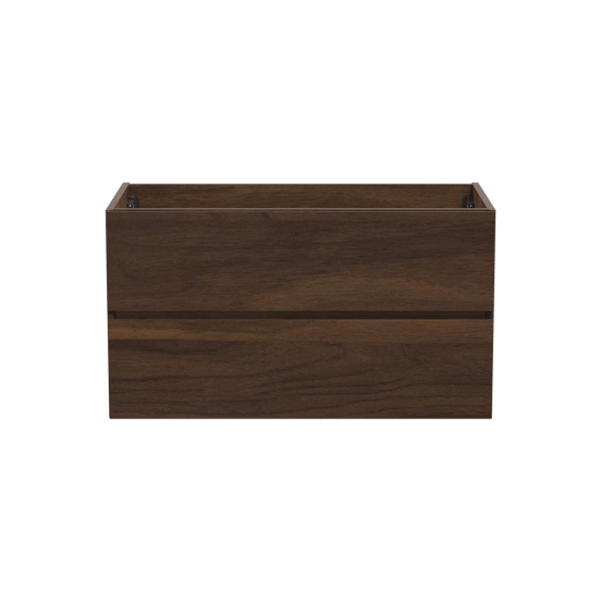 Storke Edge zwevende wastafelonderkast 95 x 52 cm notenhout 2 lades