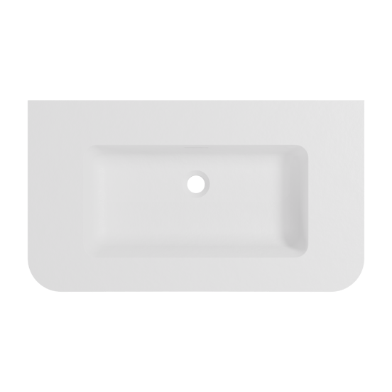 Storke Mata Soft enkele wastafel mat witte solid surface 80 x 46 cm