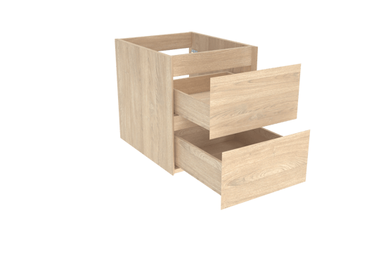 Balmani Mitra hängender Waschbeckenunterschrank: 45 x 55 cm, Eiche Natur, Furnierholz, 2 Schubladen