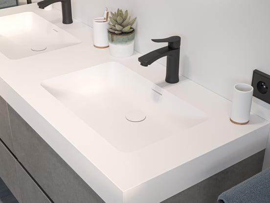 Storke Mata High double vasque mat Solid Surface 150 x 52 cm