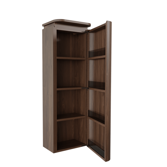 Balmani Moon Badhochschrank: Hängend, rechts, Amerikanischer Nussbaum, 44 x 32 x 130 cm