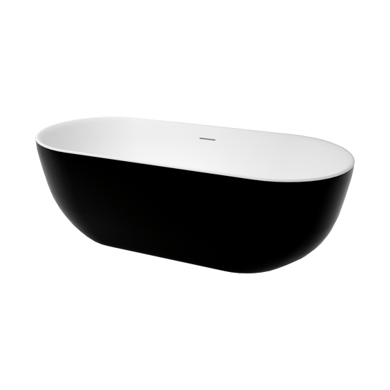 Luca Varess Mercuria Ovale Freistehende Badewanne: 170 x 76 cm, Acryl, Schwarz matt