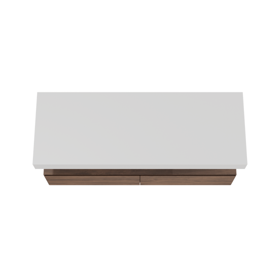 Balmani Mitra Elements hängendes Möbelstück Set: 150 x 55 cm, Amerikanischer Nussbaum mit Dominus Einzel- oder Doppel Waschtischplatte, Solid Surface Weiß matt