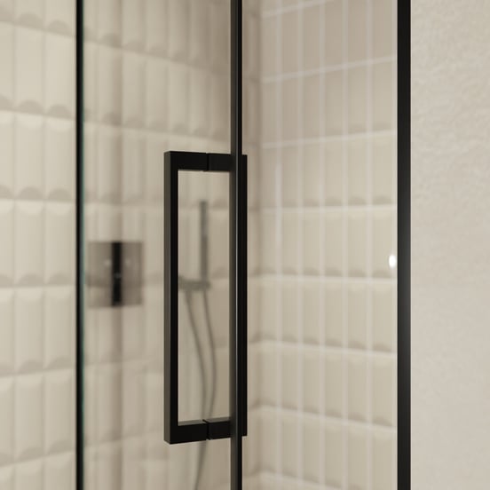 Balmani Senses Design douche draaideur links 120 cm x 210 cm Helder glas, Zwarte profielen