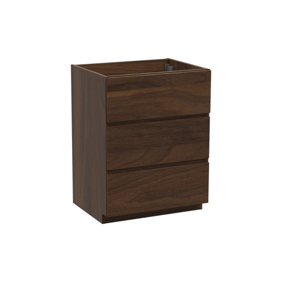 Storke Edge staande wastafelonderkast 65 x 52 cm notelaar 3 lades