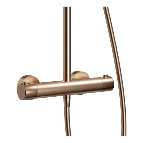 Linie Neptunus Regendusche Duschsystem mit Thermostatbatterie: Wandmontage, Brushed Rosegold