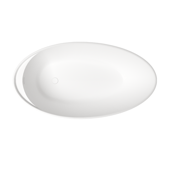 Balmani Colea Freistehende Badewanne 160 x 86 cm solid surface weiß matt mit integrierte Ablage