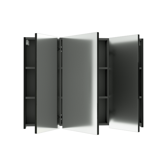 Linie Montro Spiegelschrank Bad: 100 x 75 cm, Schwarz Matt