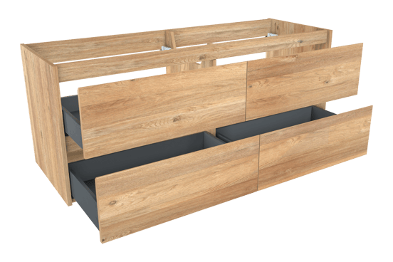 Storke Seda meuble sous-lavabo suspendu 150 x 52 cm chêne brut 4 tiroirs