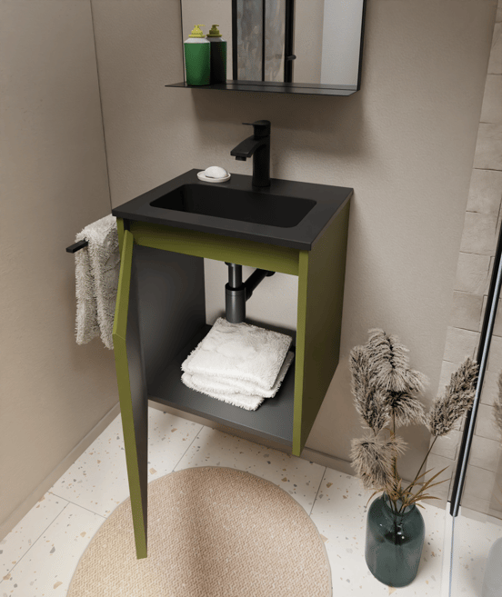 Storke Seda meuble sous-vasque suspendu 45 x 35 cm vert olive porte