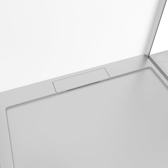 Balmani Indus douchebak 140 x 90 cm composietmarmer lichtgrijs leisteenstructuur