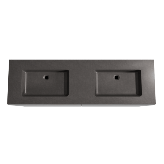 Storke Edge staand badkamermeubel 170 x 52 cm beton donkergrijs met Scuro dubbele wastafel in kwarts mat zwart