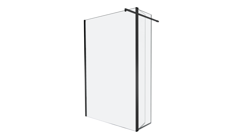 Douche à l'italienne avec panneau latéral pivotant