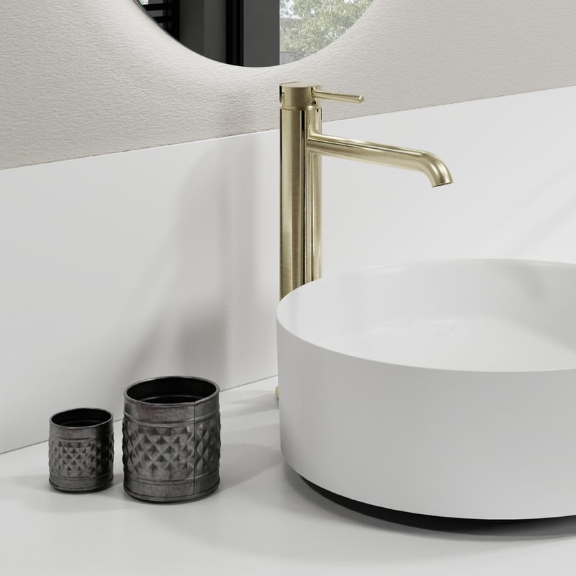Storke Edge staand badmeubel 170 x 52 cm mat zwart met Tavola enkel of dubbel wastafelblad in solid surface mat wit