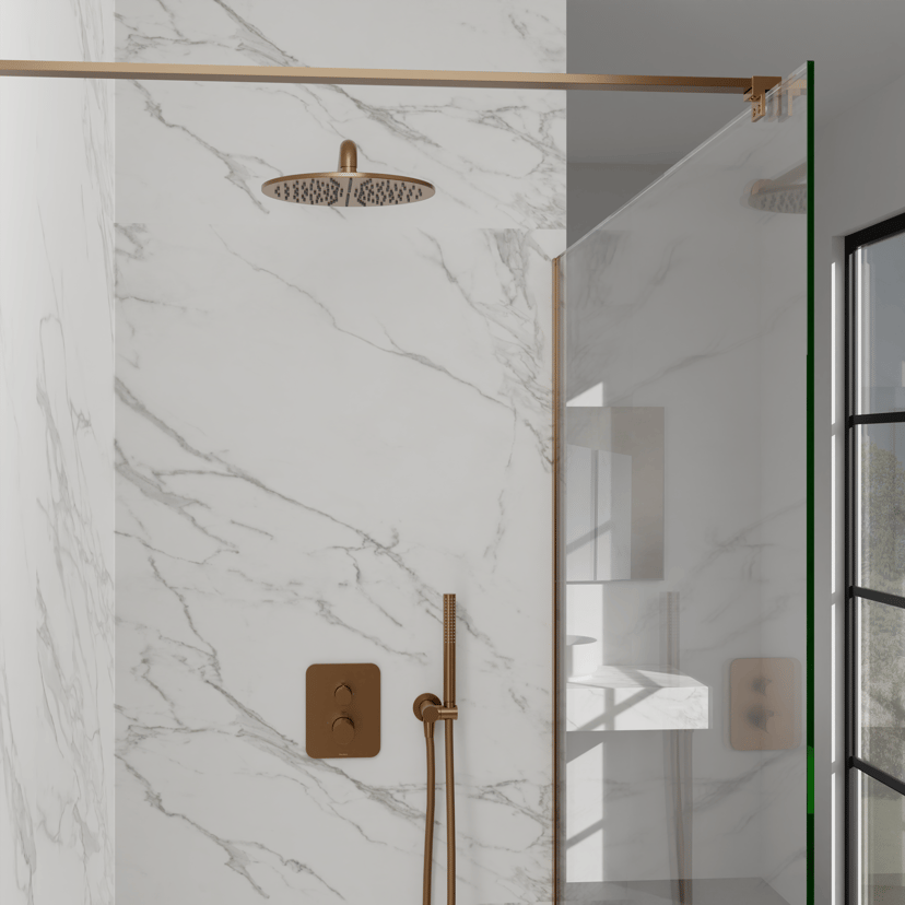 Blaufoss Smartbox Round thermostatische inbouw douchekraan 2 functies Brushed Rosegold incl. inbouwelement