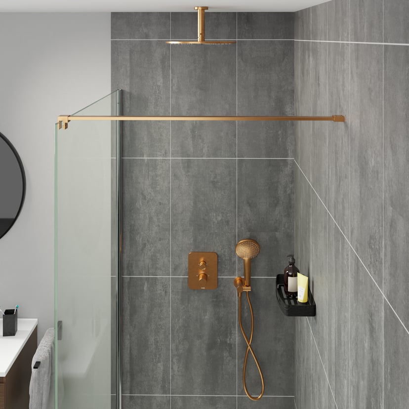 Blaufoss Round 300 Regendusche Duschkopf: Rund, Wandmontage, 30 cm, Brushed Rosegold