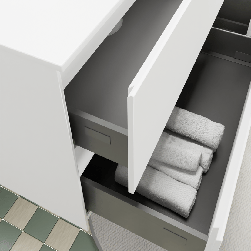 Storke Edge zwevend badkamermeubel 60 x 46 cm mat wit met Mata enkele wastafel in solid surface mat wit